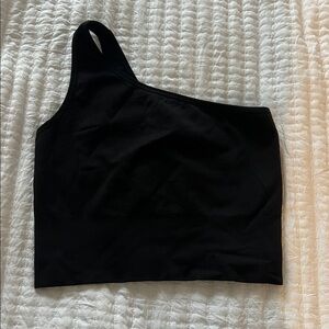 Athleta Black One-Shoulder Crop Top